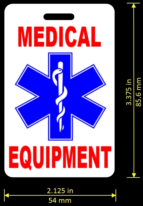 Medical Equipment Carry-On Bag Tag &amp; TSA Notification Card CPAP BiPAP ...